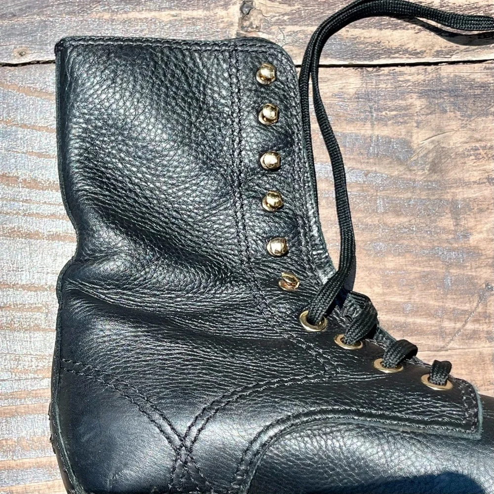 Chanel CC Logo Leather Combat Boots